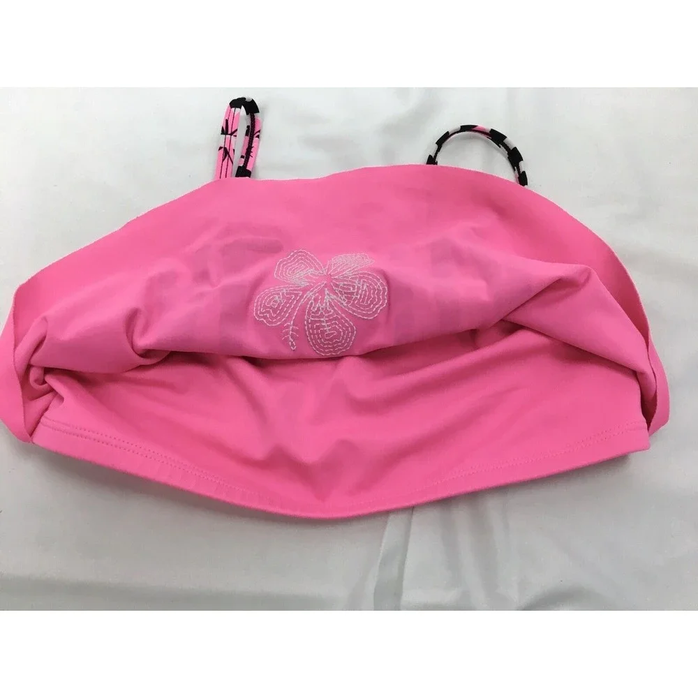 Justice Girl Size 12 Pink Swim Top Ruffle “Aloha” Bikini‎